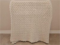 Knitted White Afghan is 48 x 66in