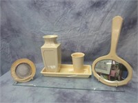 Vanity Mirror, Vase, Cup & Tray