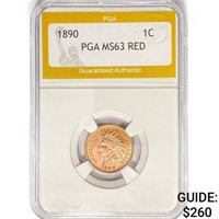 1890 Indian Head Cent PGA MS63 RED