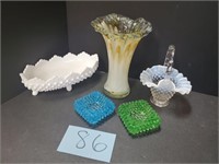 Lot of art and hobnail glass