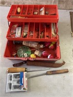 Fishing tackle box with fillet knife