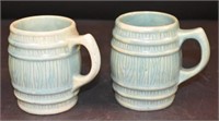 2 Vintage Pottery Barrel Mugs