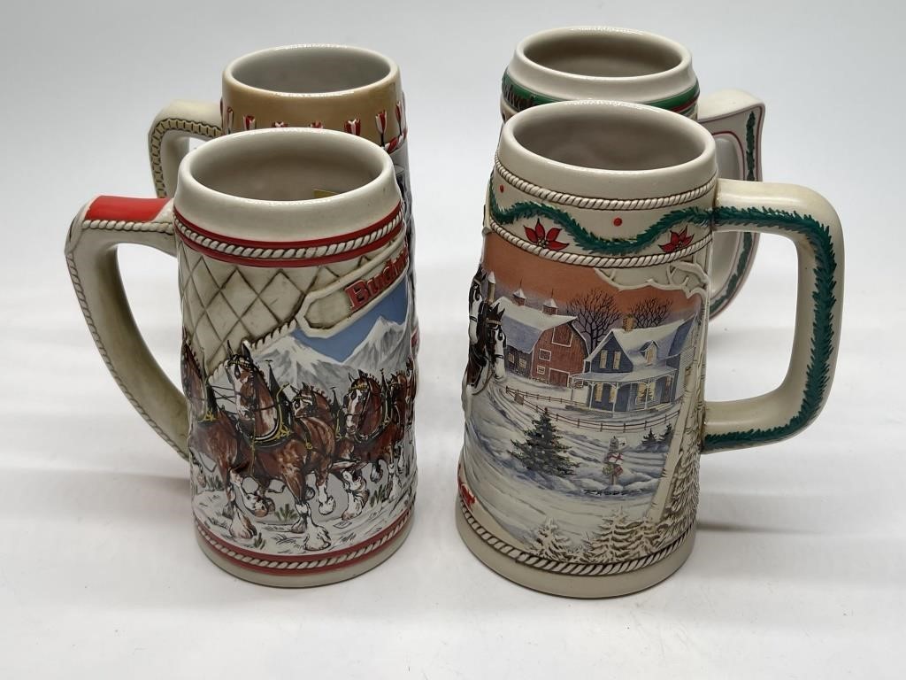 Four Budweiser Beer Mugs