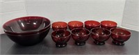 Ruby Red Glass Bowls small and large