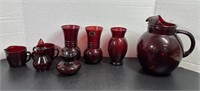 Ruby Red anchor Glass Set