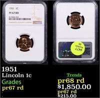 Proof NGC 1951 Lincoln Cent 1c Graded pr67 rd By N