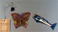 Twinkle 2in crystal glass dolphin & butterfly