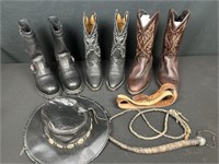 Leather boots hats belt with whip the redwing