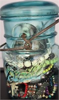 VTG Ball Jar Full of C Jewelry 2 CZ ?? Rings INC