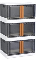 3 collapsible stackable storage bins with lids
