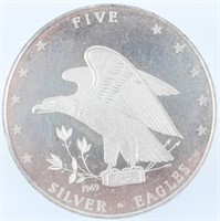 Coins 5 Ounce Silver Round "Five Silver Eagles"