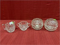 4 PCs. Fostoria: 2 Two Piece Candle Holders,