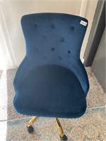 Blue velvet rolling chair- NICE