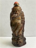 Carved Man Figure Opium Snuff Bottle - Horn? Wood?