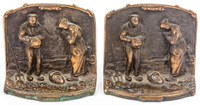 Antique Cast Iron & Copper 1920’s Hubley Bookends