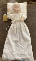 Franklin Mint porcelain doll, 18 " & w/dress 29"