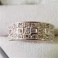 $160 Silver Rhodium Plated CZ Ring
