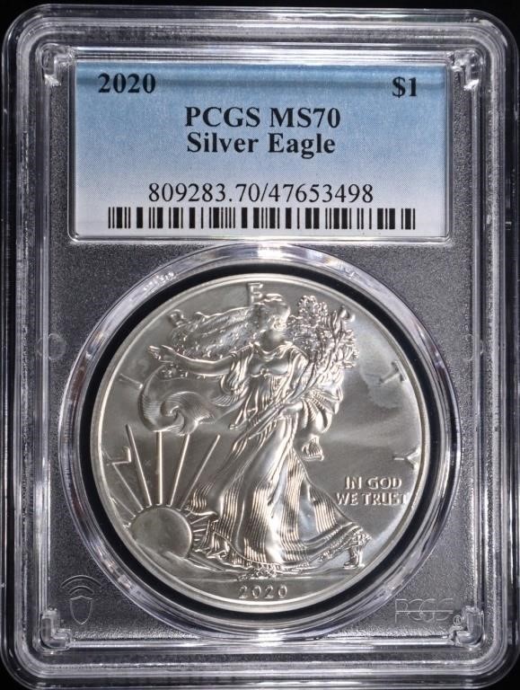 2020 AMERICAN SILVER EAGLE PCGS MS70