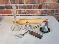 Rolling pin, vintage kitchen utensils