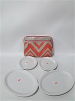 New Lot of 4 Platters in Bag. Microwave safe