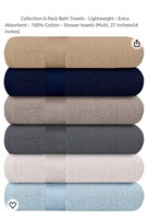 Collection 6-Pack Bath Towels - Lightweight -