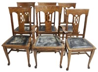 Set of 6 Oak Chairs - 40" x 24" x 18"