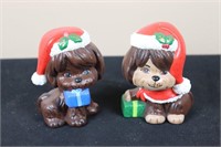 Pair of Christmas Puppies (4" Tall)