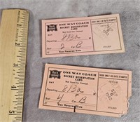 1942 ONE WAY COACH ROCKET RESERVATION CARDS