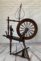 Early Spinning Wheel with Birdcage Distaff