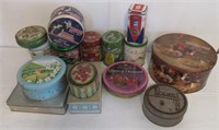(15) Lidded tins with advertising.