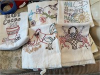 Vintage Hand Stitched Dish Towels