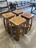 4 WOOD AND METAL BARSTOOLS 4 X $ 28"  SEAT HEIGHT