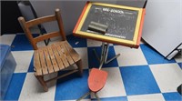 Child's Chair & Chalkboard/Dry Erase w/Seat