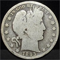 1893 Barber Silver Half Dollar