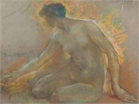 Louis Mathieu Verdilhan Pastel Seated Nude