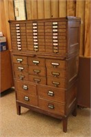 Antique Oak 22 Drawer Stacked File Cabinet
