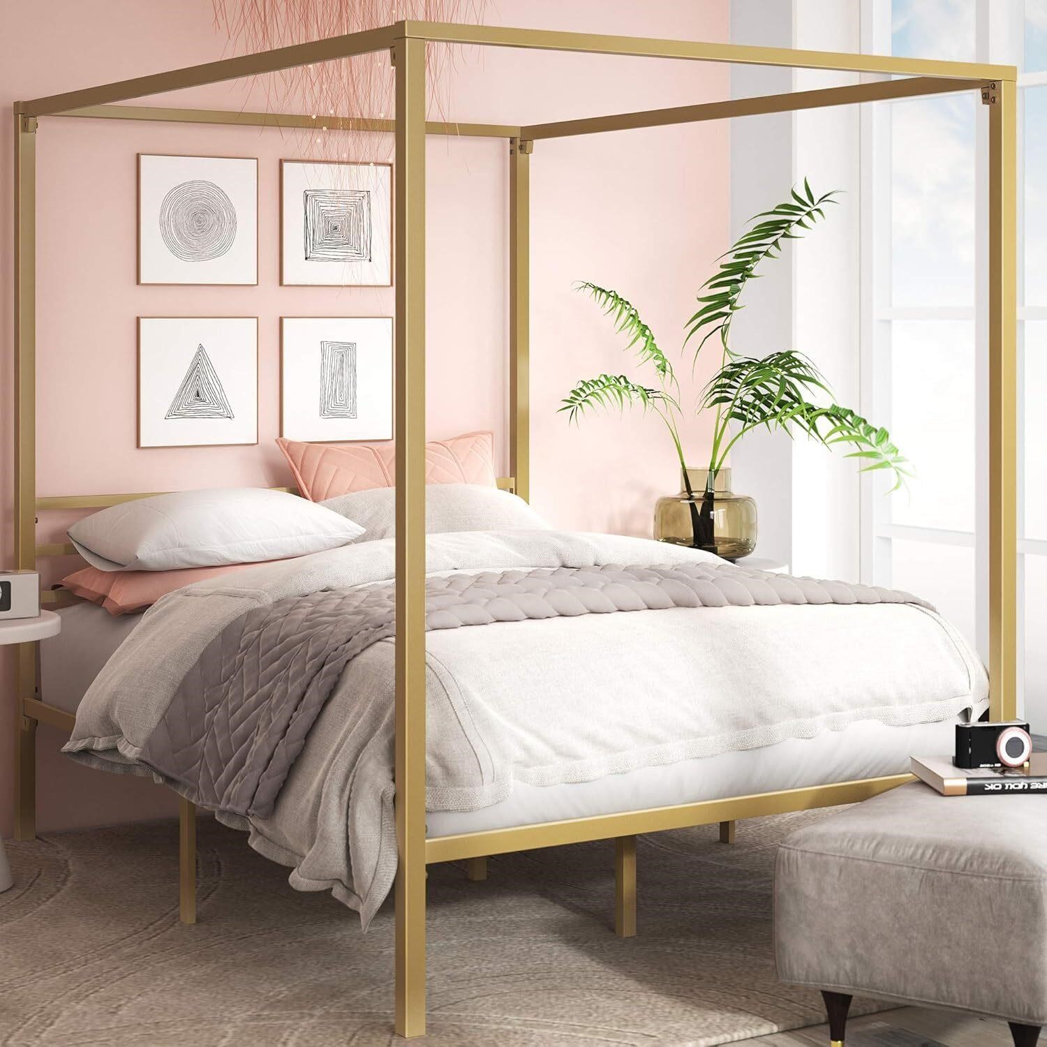 ZINUS Patricia Gold Metal Canopy Bed  Full