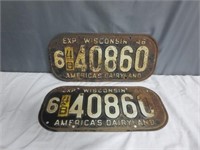 Rare Matching Oval Pair of Wisconsin 1946 (1948