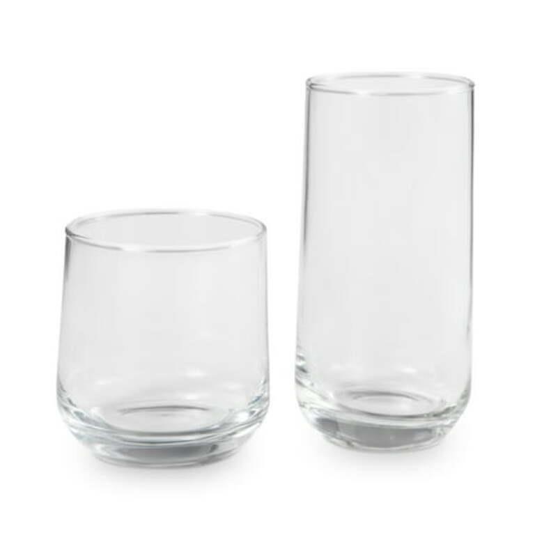 Josie Mixed Size Glasses  16 Piece Set