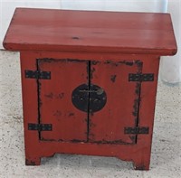 Chinese Red-Lacquered Side Cabinet