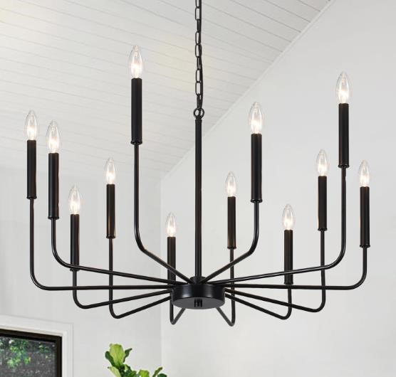 Black Chandelier 12 Lights Modern Farmhouse