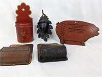 5 Pieces of Vintage Advertising & Wall Pockets