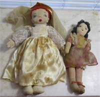 Two Vintage Fabric Dolls