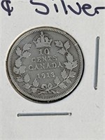 1913 Canada 10 cent Silver