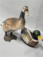 TWO CERAMIC DUCK COLLECTIBLES 6.5"X7", & 3.5"X5.5"