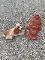 Concrete fire hydrant, and hard plastic dog