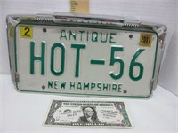 Antique Hot-56 license plate