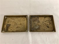 Two Engraved Brass Trays