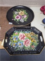 (2) HAND PAINTED TRAYS, USED