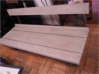 Mid-century style wood and iron garden bench,
